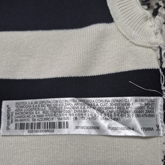 Zara Striped Blue and Cream summer euro boho beach sweater Tank Knit Top medium - Picture 6 of 8